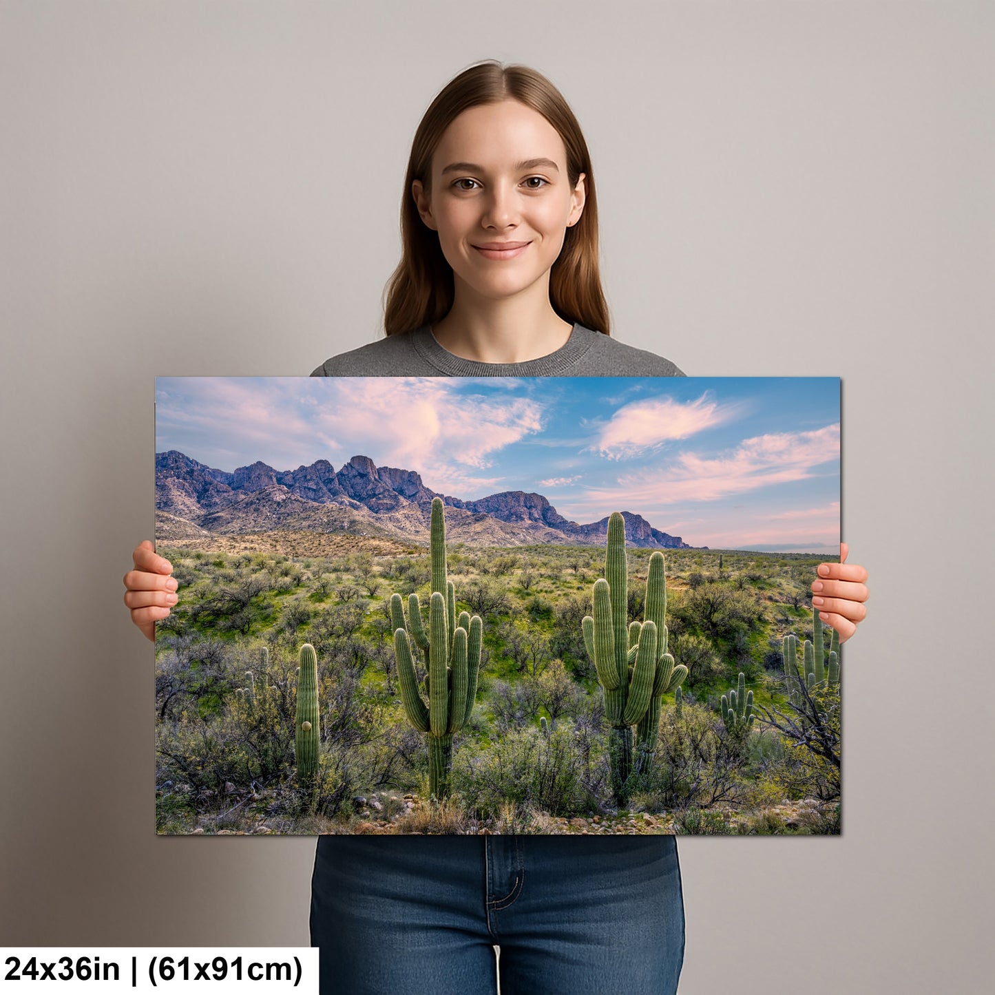 Catalina State Park Saguaro Sunset - Tucson Arizona Desert Mountains Photography Print