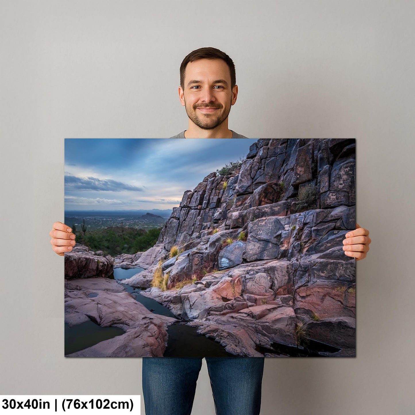 Arizona Petroglyph Print: Superstition Mountains Rock Art Wall Decor