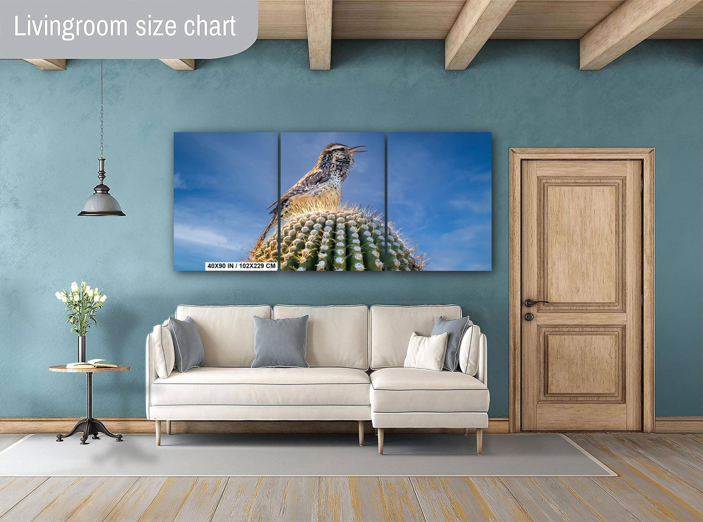 Cactus Wren on Saguaro Tucson Arizona Wildlife Nature Wall Art Photography Print, Sonoran Desert Bird Canvas Photo Blue Sky Metal Decor