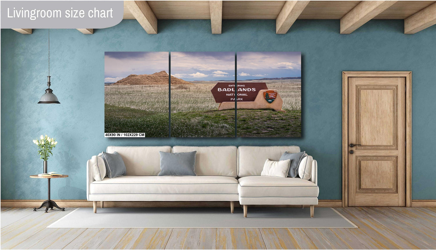 Welcome to Badlands National Park: Entrance Sign Wall Art Print South Dakota Wildlife Photography Aluminum/Acrylic/Metal/Canvas