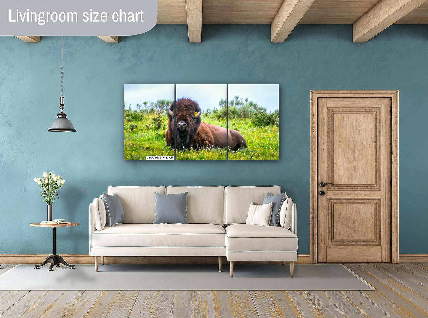 Flower Child: Bison Wildlife Photography Yellowstone National Park Poster Wyoming Nature Canvas Print