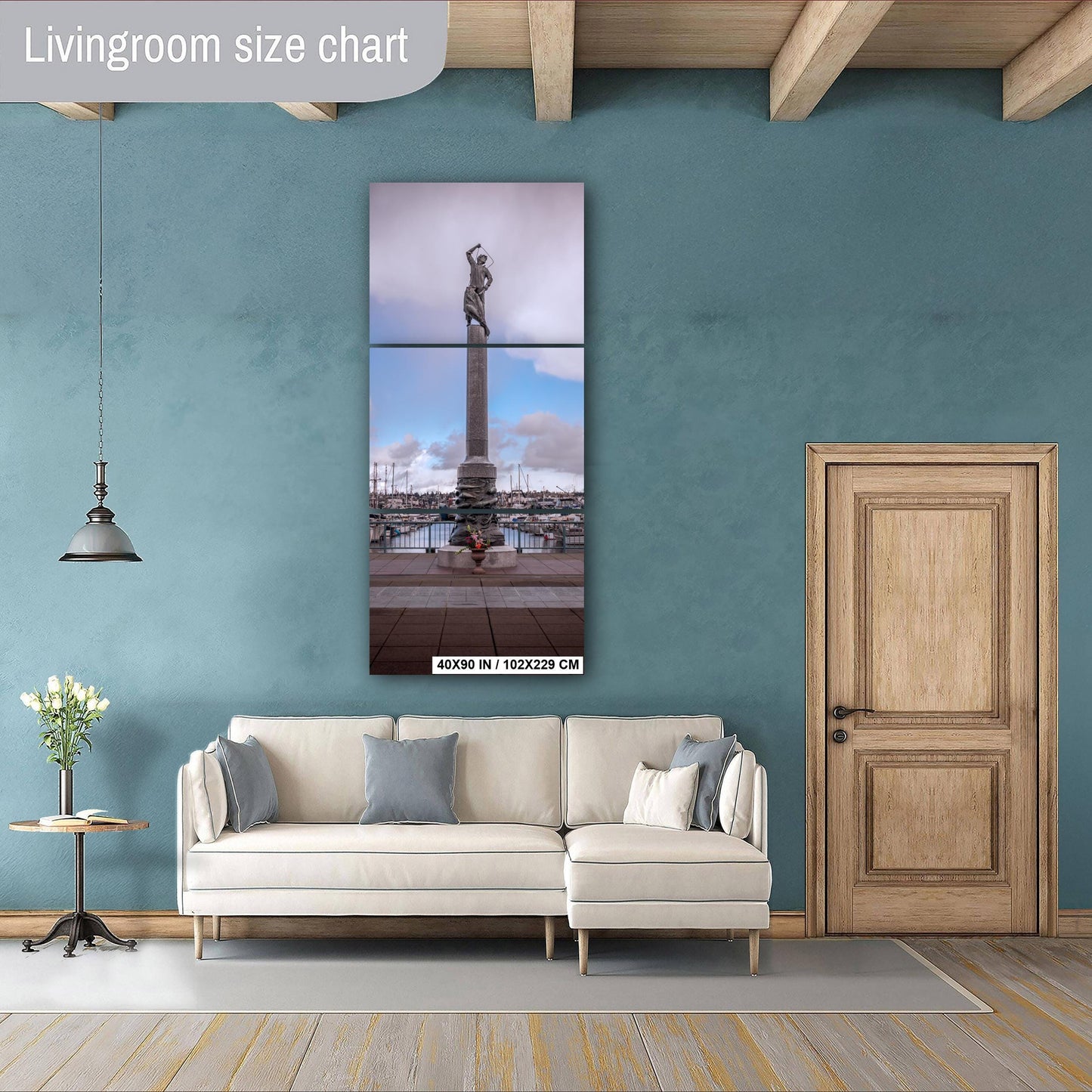 Seattle Fishermen's Memorial Statue Art Print: Nautical Harbor Scene