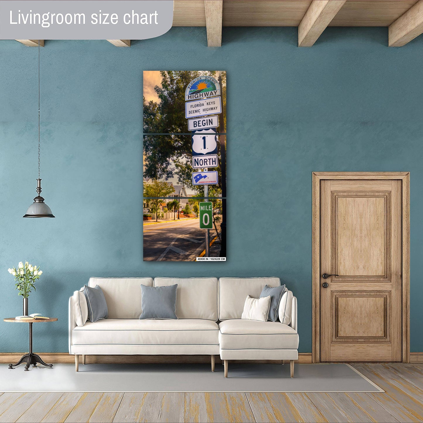 Key West Highway 1 Sign: Florida Keys Scenic Highway Mile 0 Zero America's Byways Print Wall Art Photography Aluminum/Acrylic/Metal/Canvas