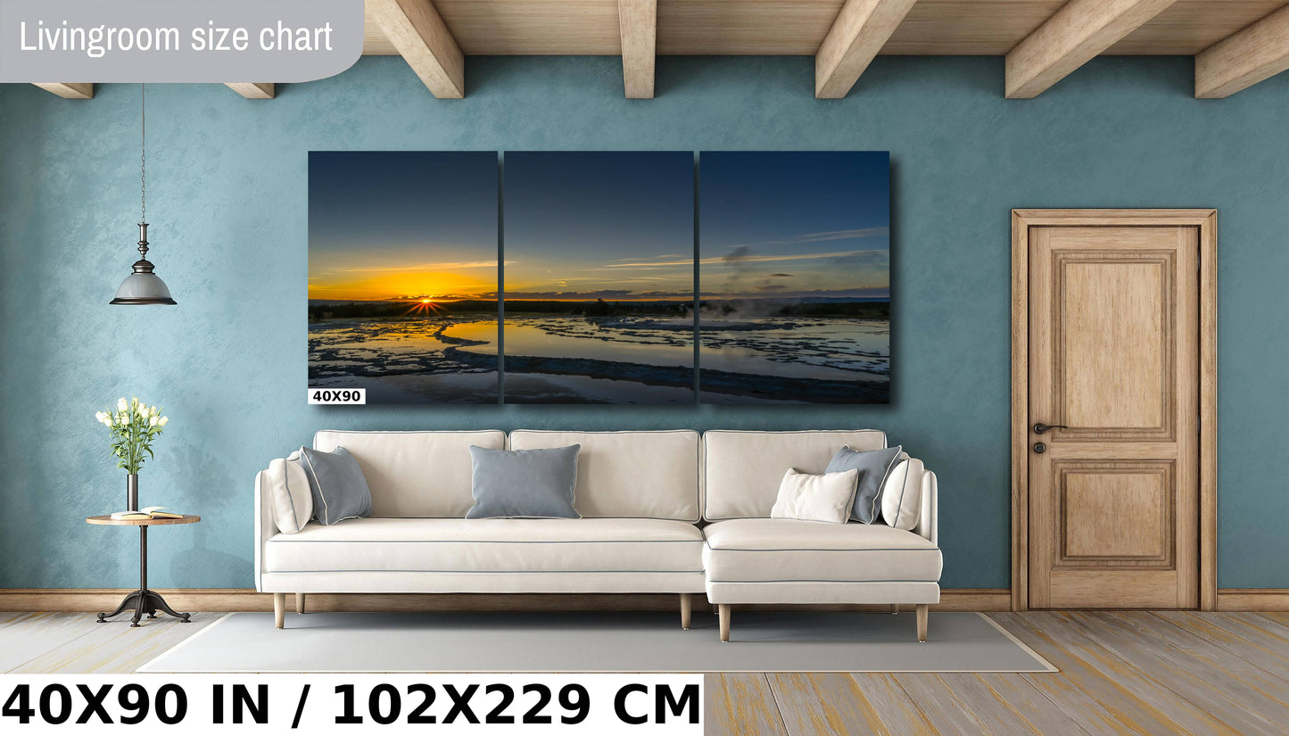 Geyser Grace: Fountain Geyser of Yellowstone Wall Art Wyoming Landscape Metal Canvas Print