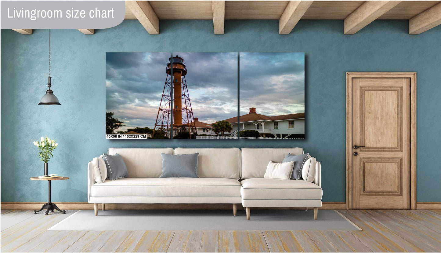 Sanibel Lighthouse Print – Florida Lighthouse Art | Nautical Wall Decor Canvas