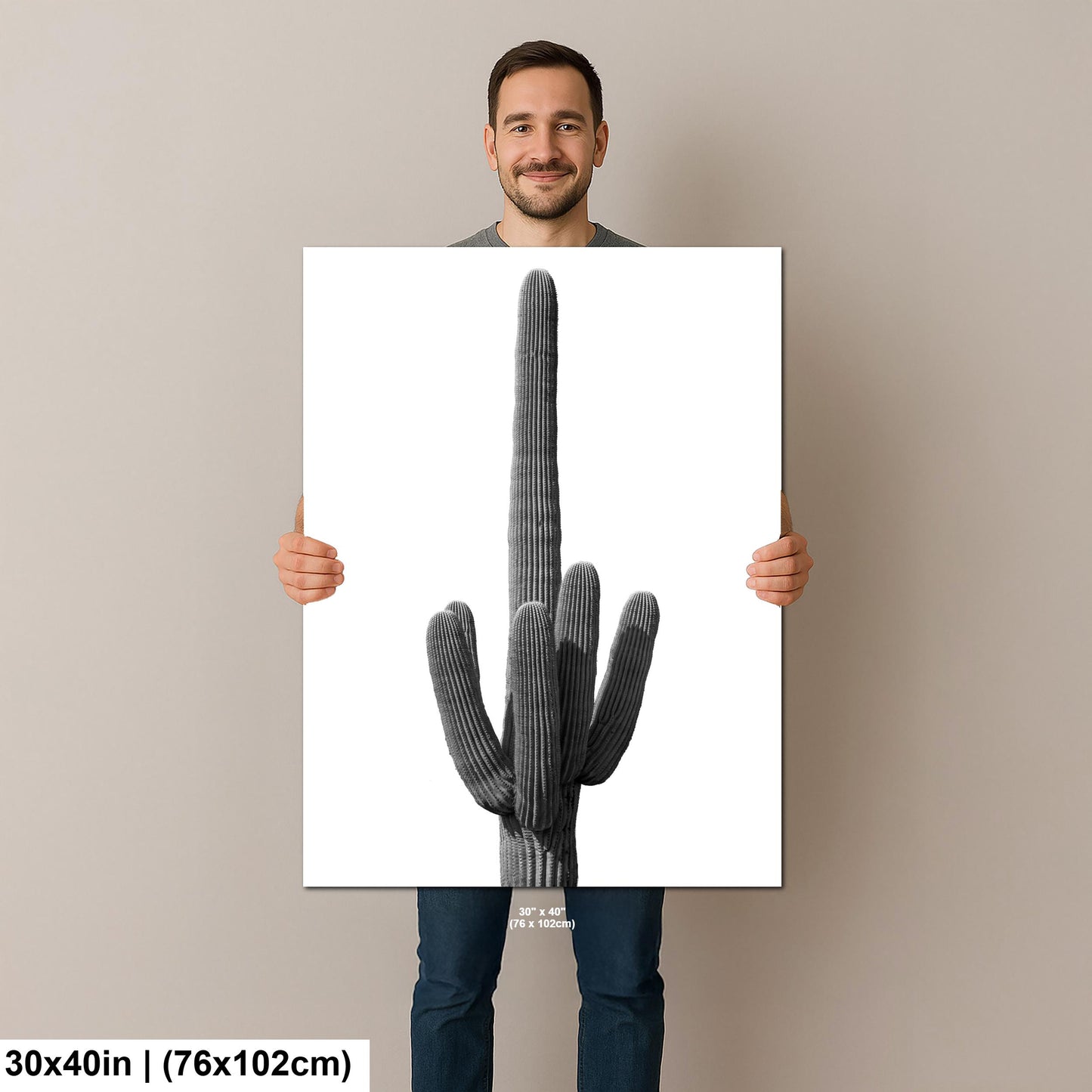 Palm Springs Barrel Cactus Photography Print: Black and White Desert Decor