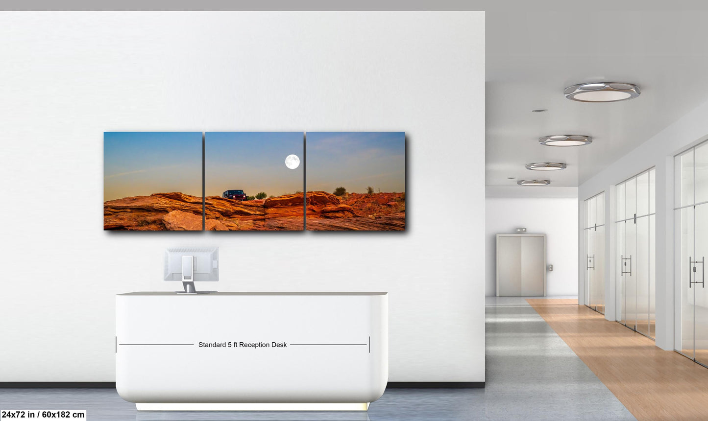 Moonrise Over Red Slickrock with Jeep, Page Arizona Photography Print
