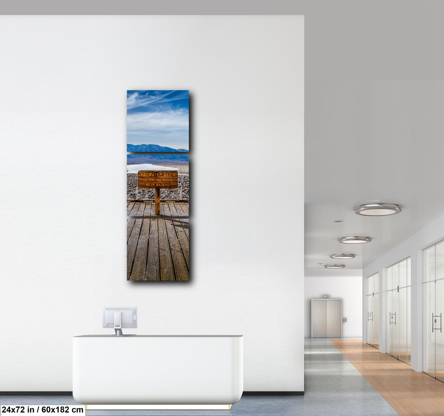 Badwater Basin Death Valley Photography Print, California Desert Landscape, Below Sea Level Sign, Mountain Wall Art