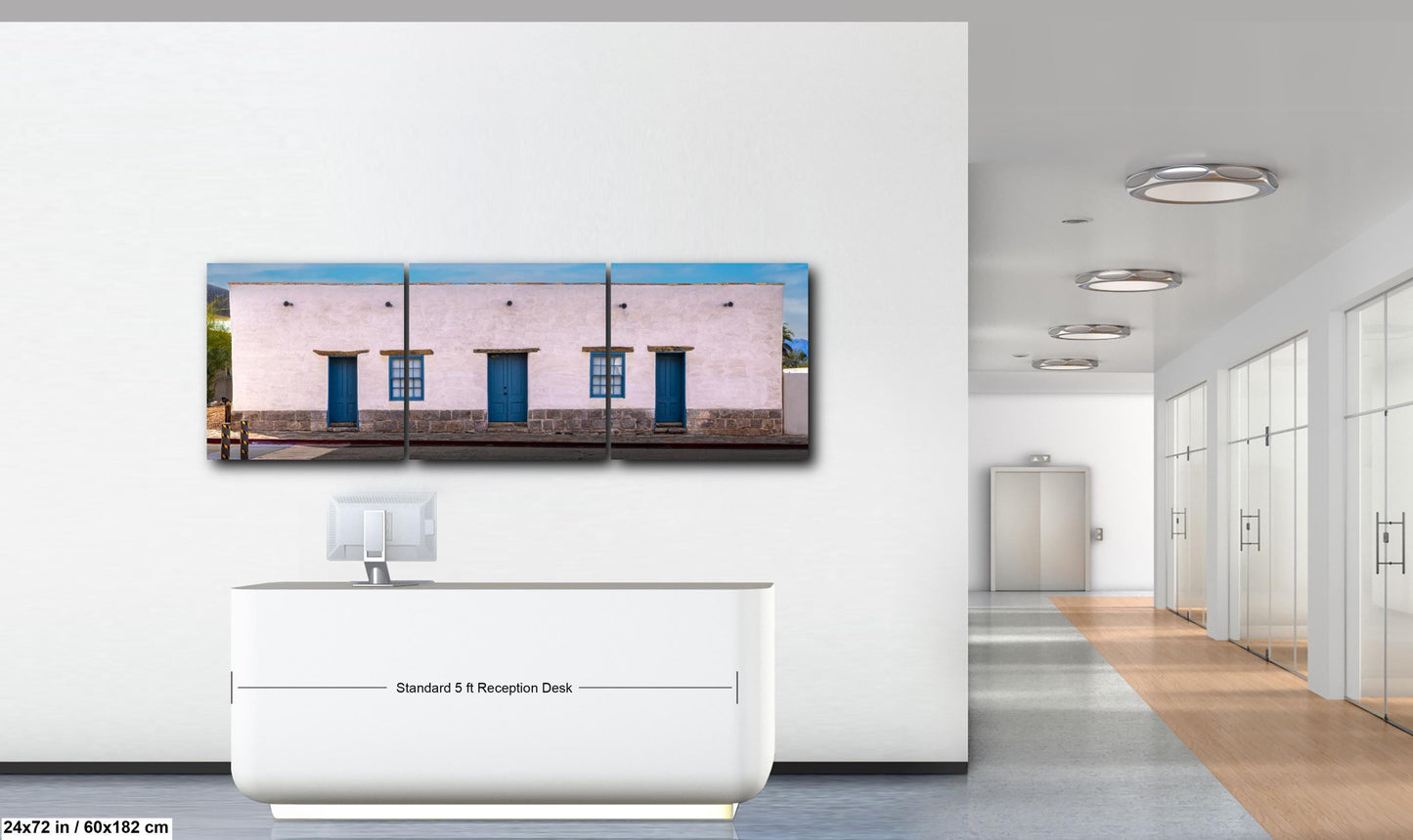 Historic Adobe Building with Blue Doors, Tucson Arizona, Photography Wall Art