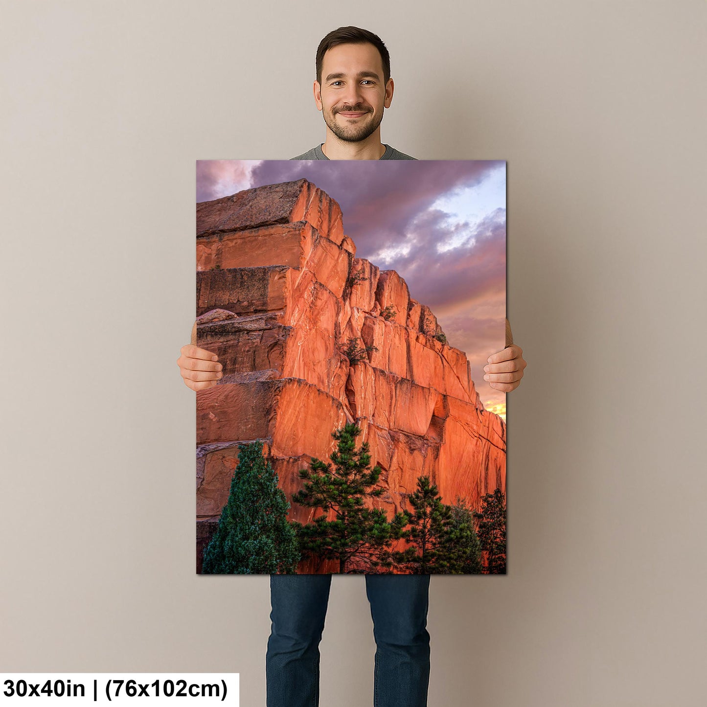 Red Sandstone Cliffs Photography Print, Red Rock Canyon Open Space Colorado Springs, Dramatic Sunset Wall Art