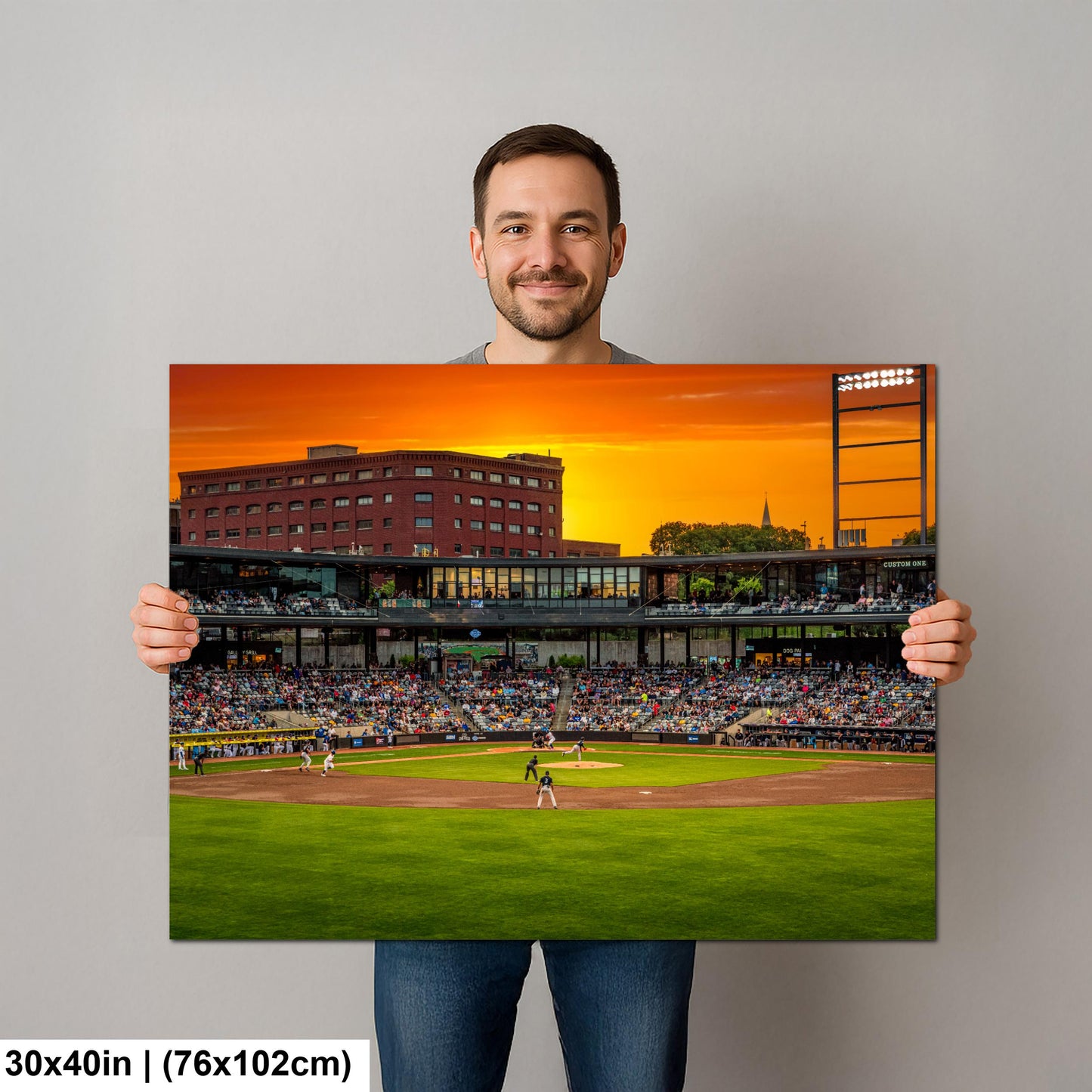 Golden Hour Baseball at CHS Field St. Paul Minnesota Photography Print, Sunset Stadium Wall Art, Sports Decor
