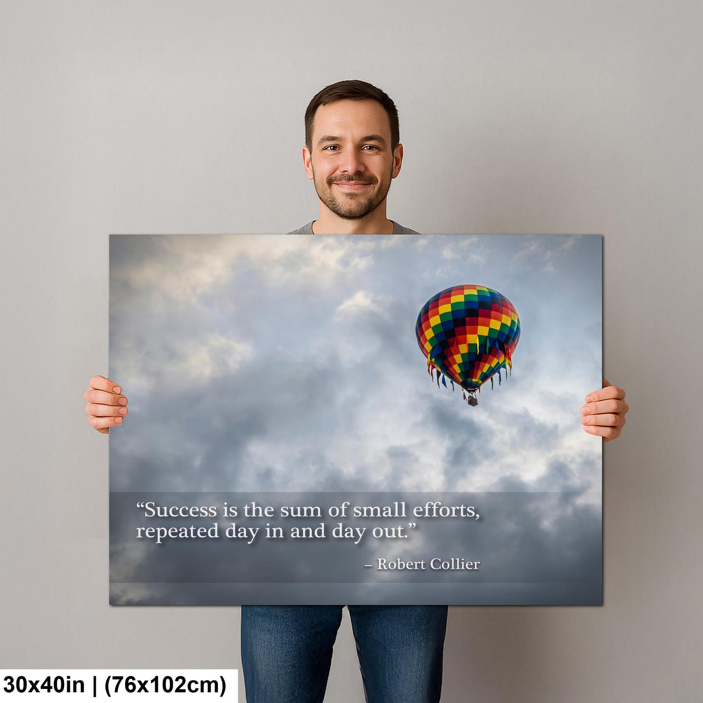 Motivational Wall Art - Hot Air Balloon Print | Persistence Artwork for Office Wall Decor