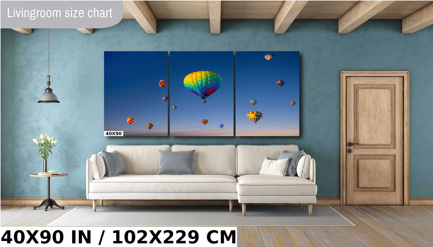 Aerial Ballet: Hot Air Balloons Grace the Skyline of Albuquerque Wall Art Balloon Fiesta Metal Canvas Print New Mexico Landscape