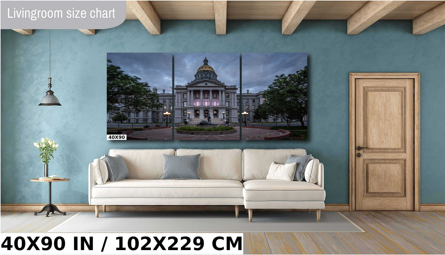Colorado’s Glowing Capitol: John Howland's Monument Denver Colorado State Capitol's West Side Wall Art Metal Canvas Print