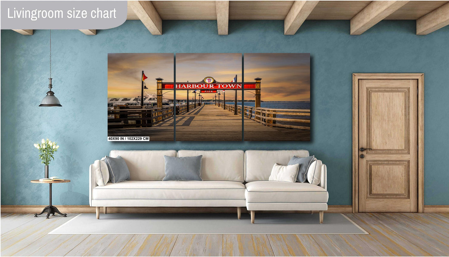 Harbour Town Greetings: Harbour Town Pier Wall Art Print Welcome Hilton Head Island South Carolina Seascape Aluminum/Acrylic/Metal/Canvas