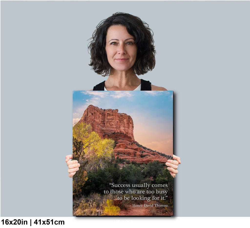 Sedona Red Rock Art – Thoreau Quote Print | Motivational Wall Decor Canvas