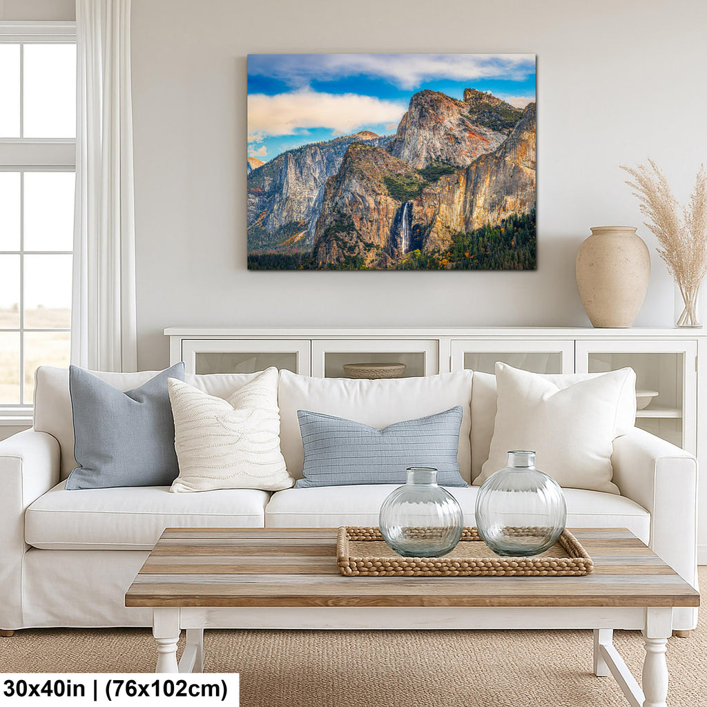 Bridalveil Fall and Granite Cliffs Yosemite National Park California Photography Print