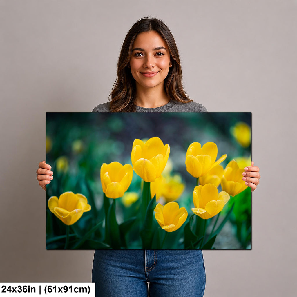 Sunlit Blooms: Yellow Tulip Flower Photography Botanical Floral Wall Art