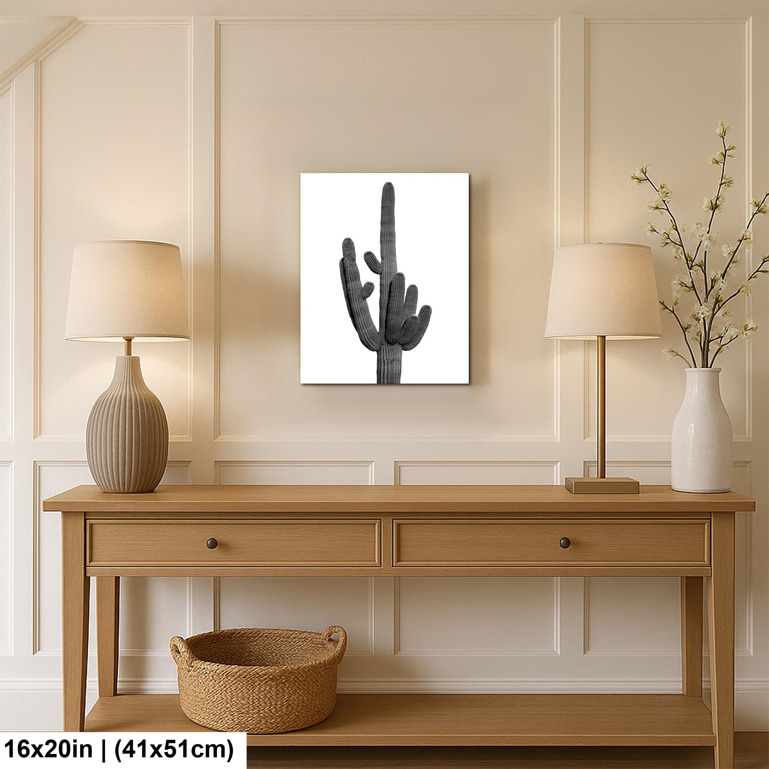 Black and White Saguaro Cactus Arizona Desert Photography Wall Art