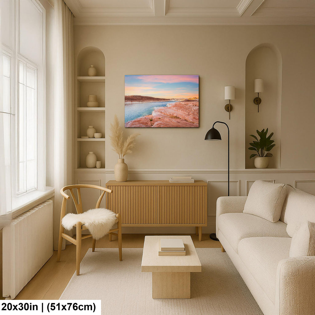 Lake Powell Sunset Landscape, Page Arizona Photography Print, Southwest Desert Wall Art, Pastel Sky Decor, Utah Home Decor