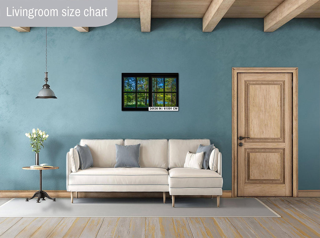 Living room with a beige sectional sofa, side table, and wall art on a blue wall.