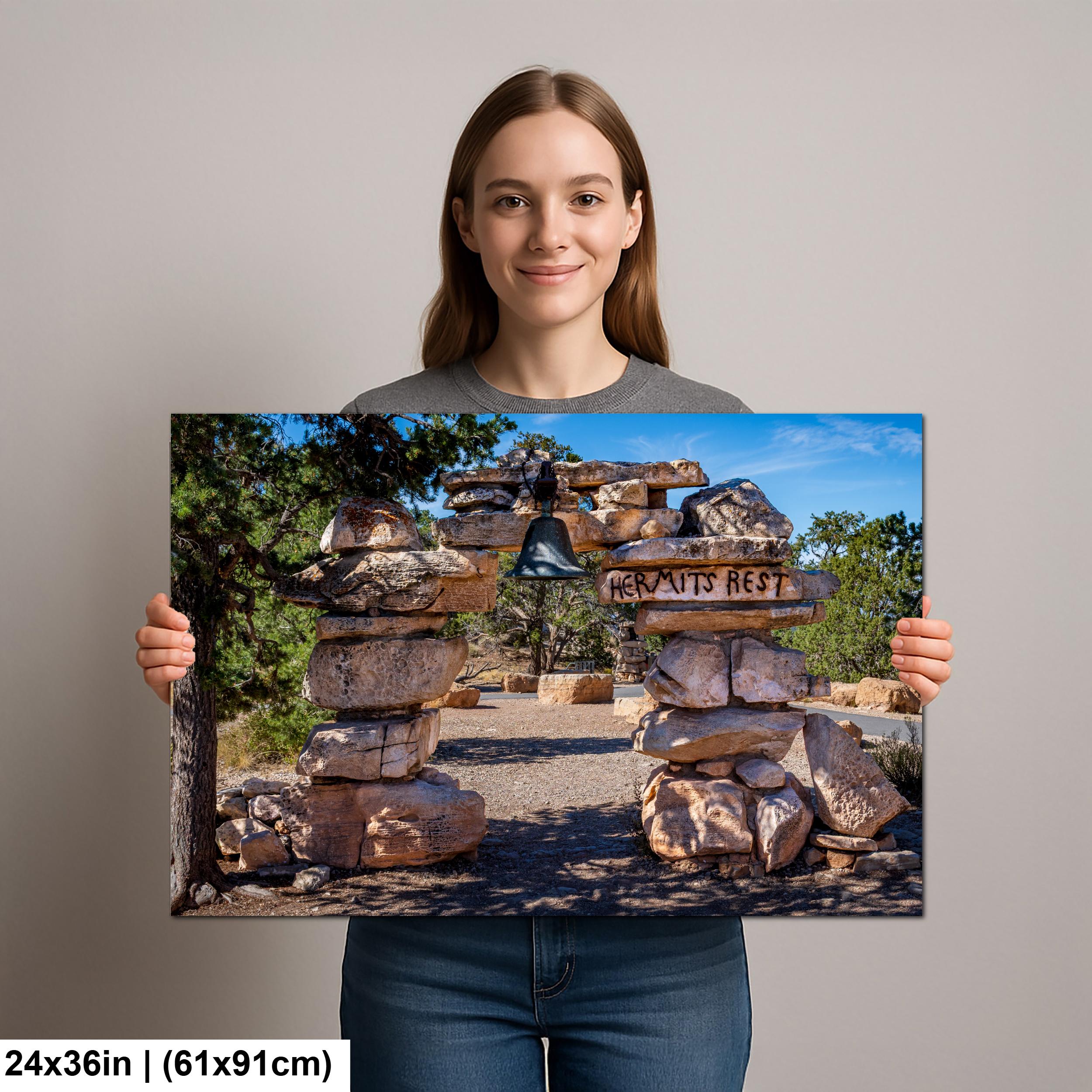 Hermits Rest Stone Entrance Bell at Grand Canyon National Park Arizona Photography Print