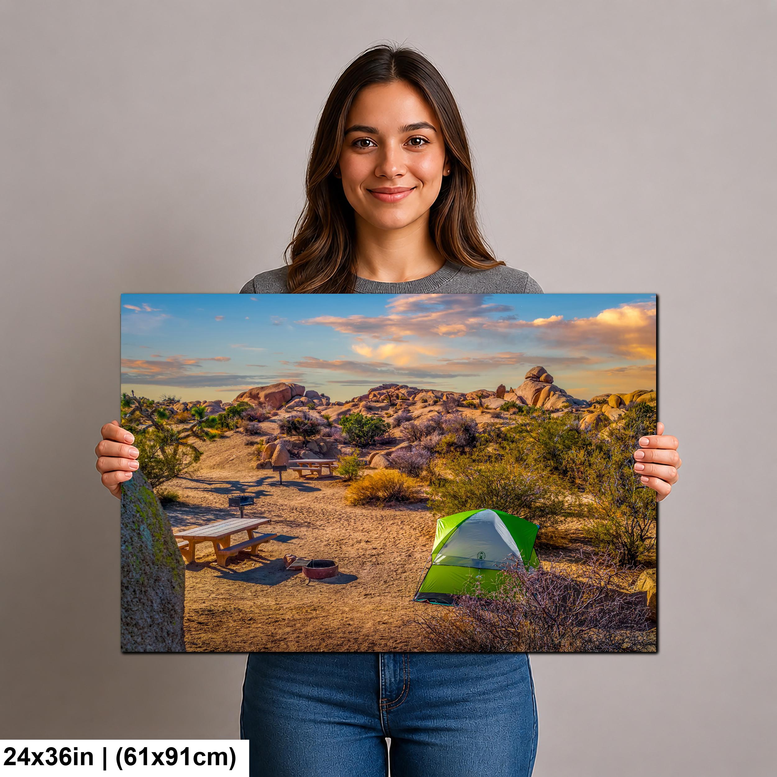 Desert Campsite at Sunset Joshua Tree National Park California Wall Art Photography Print