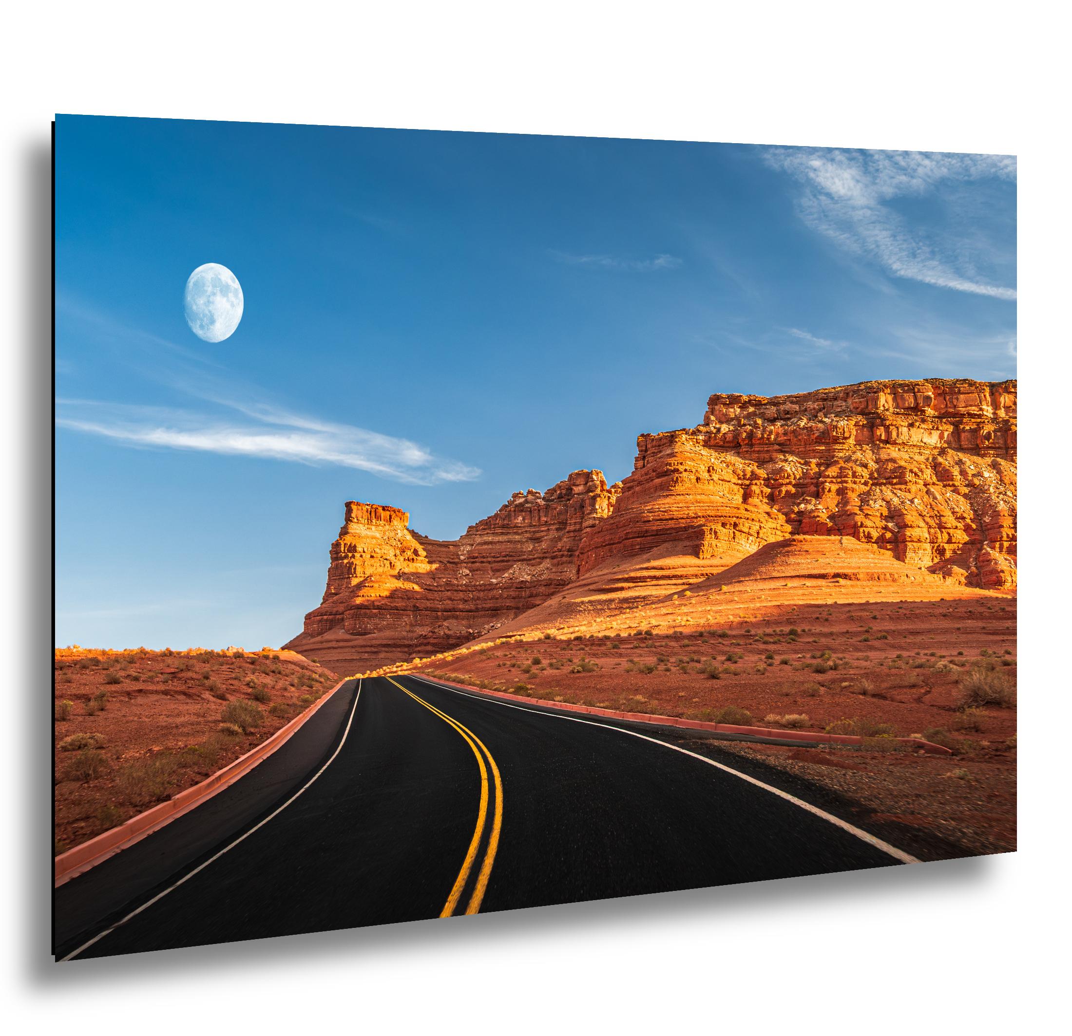 Moonrise Over Red Cliffs Highway Page Arizona Photography Print, Desert Landscape Wall Art, Southwest Road Decor