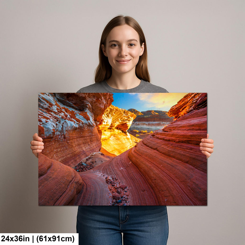 Lake Powell Golden Sandstone Glow Page Arizona Photography Print, Southwest Canyon Wall Art