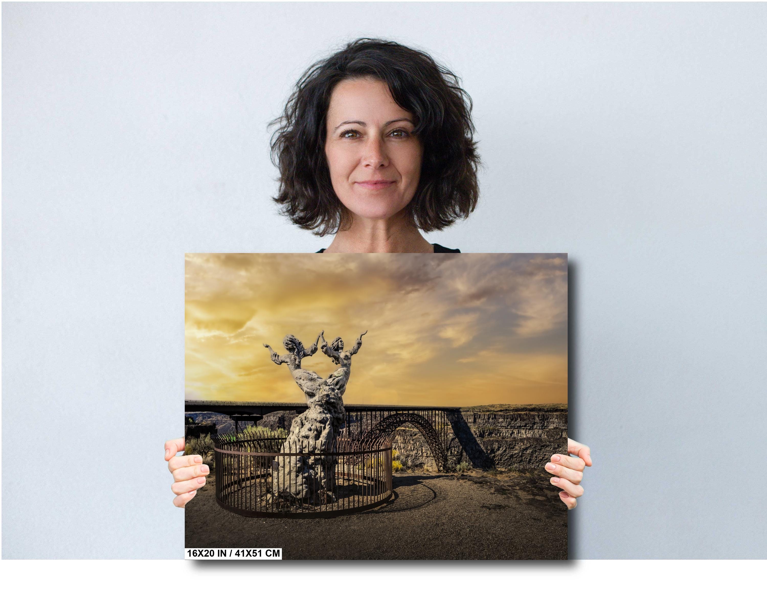 Twin Falls Idaho Print: Perrine Bridge & Twins Statue Landscape Photography