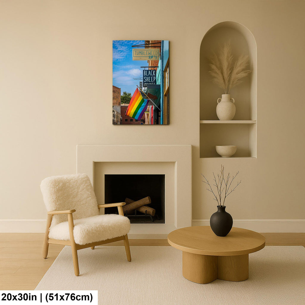 Bisbee Street Scene with Pride Flag Colorful Arizona Downtown Photography Wall Art