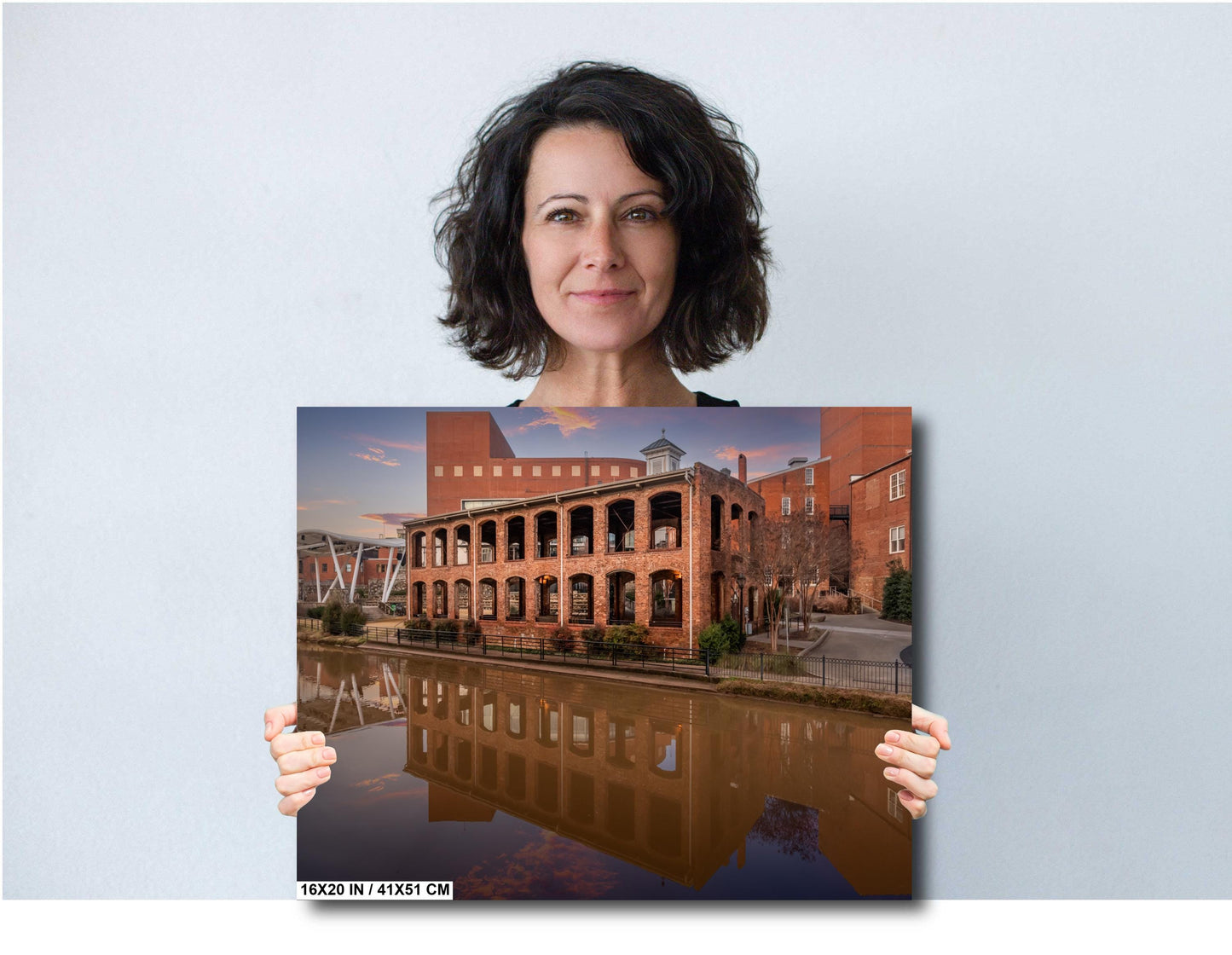 Old Town Greenville Riverfront: Wyche Pavilion and Flowing Reedy River Greenville, South Carolina Wall Art Print Aluminum/Metal/Canvas