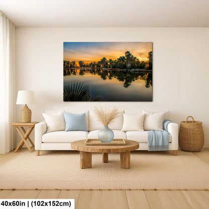 Agua Caliente Park Sunset Palm Oasis Reflection - Tucson Arizona Photography Print