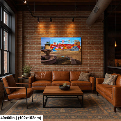 Tucson Mural - Cultural Heritage Mural With Fountain, Photography Print Wall Art