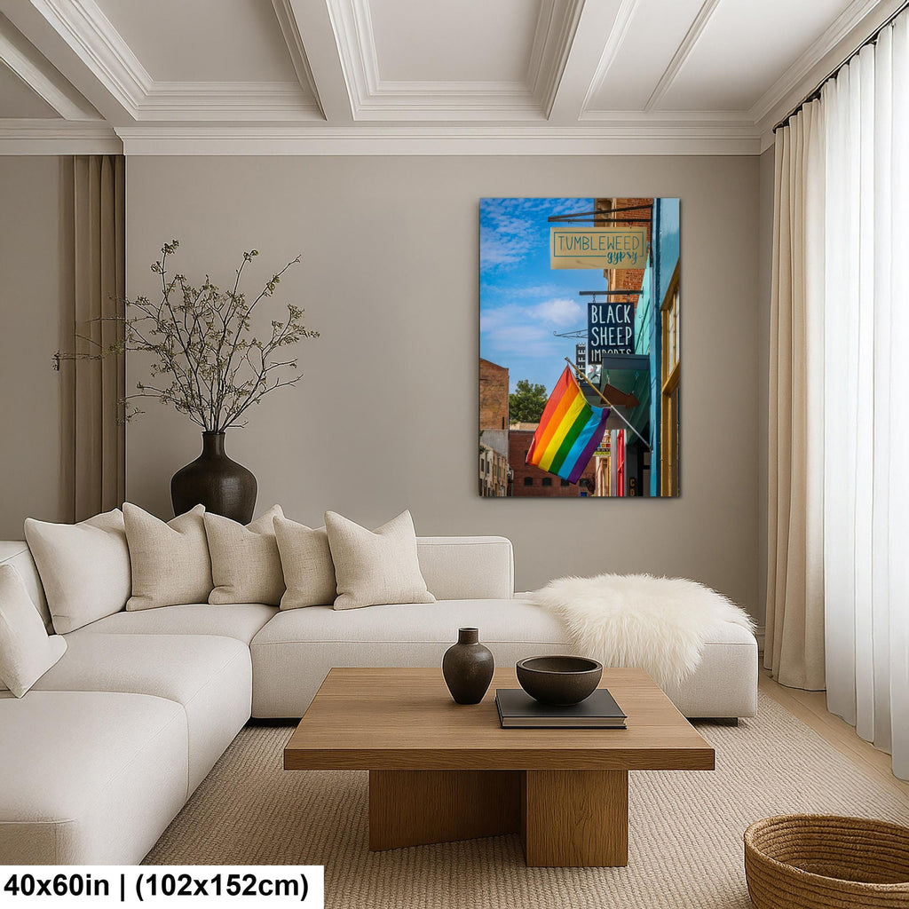 Bisbee Street Scene with Pride Flag Colorful Arizona Downtown Photography Wall Art