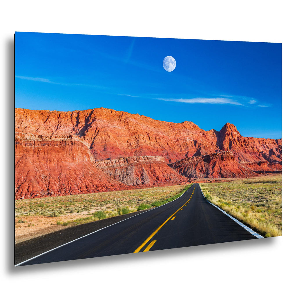 Desert Highway Beneath Red Cliffs Photography Print, Page Arizona Southwest Landscape, Open Road Wall Art, Travel Decor