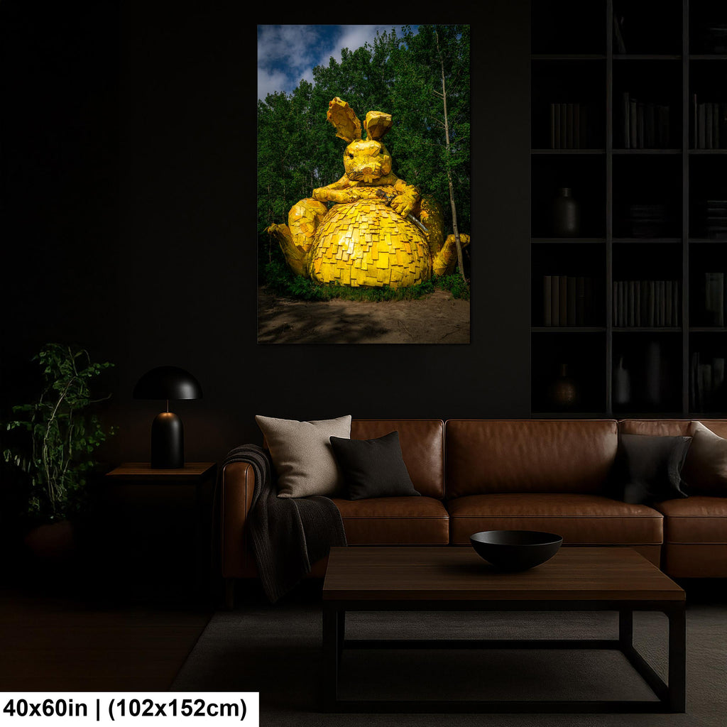 Giant Yellow Rabbit Sculpture Photography Print, Detroit Lakes Minnesota Art, Quirky Roadside Attraction Wall Decor