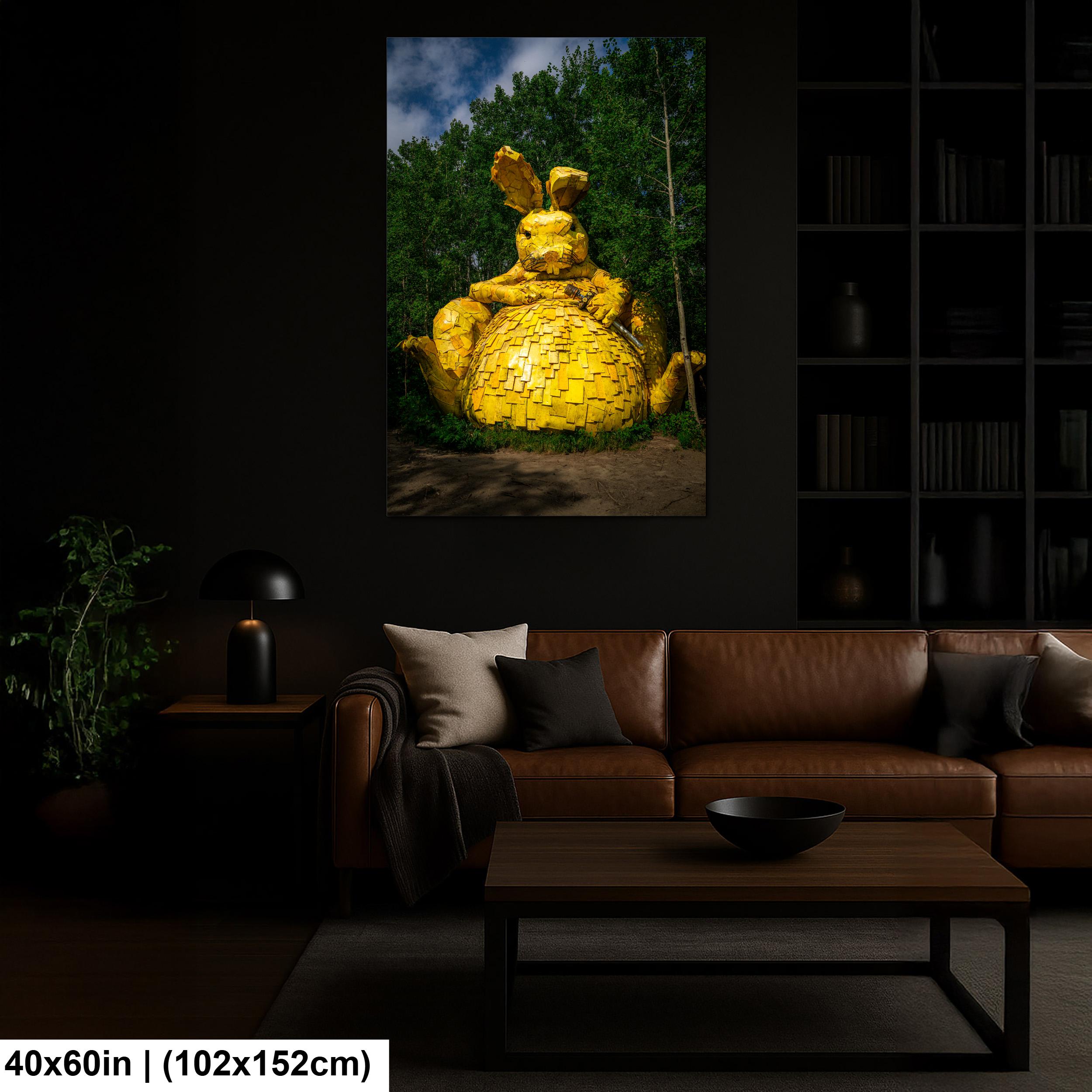 Giant Yellow Rabbit Sculpture Photography Print, Detroit Lakes Minnesota Art, Quirky Roadside Attraction Wall Decor