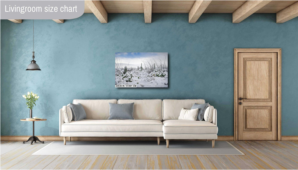 Snowy Saguaro Cactus Print: Tucson Arizona Winter Landscape