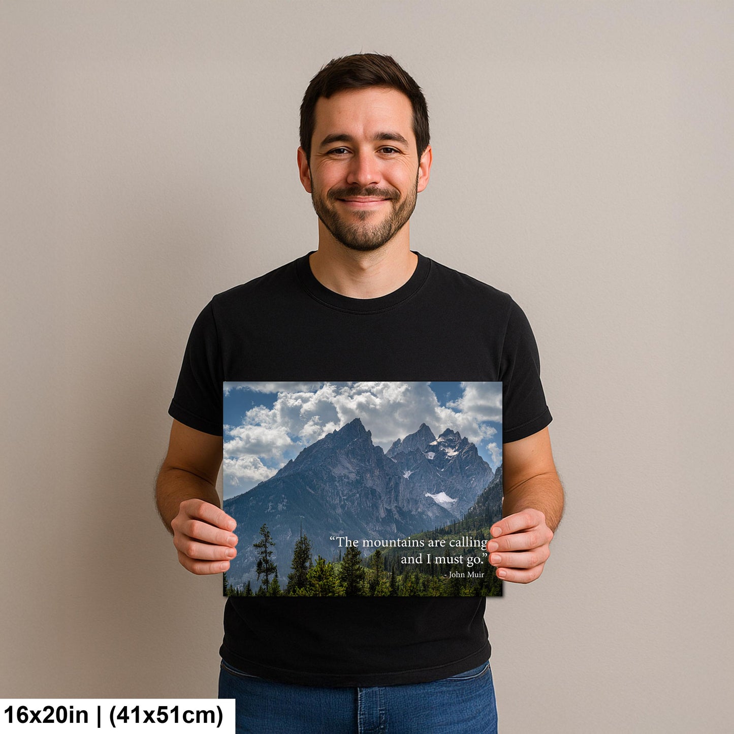 John Muir Motivational Wall Art for Adventure and Reflection, Mountain Landscape Photography Print for Home or Office Decor