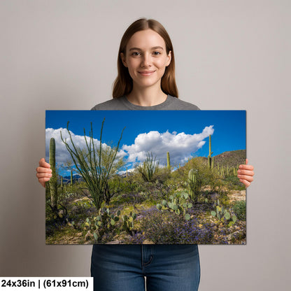 Sonoran Desert Spring Wildflowers with Saguaros - Sabino Canyon Tucson Arizona Photography Print