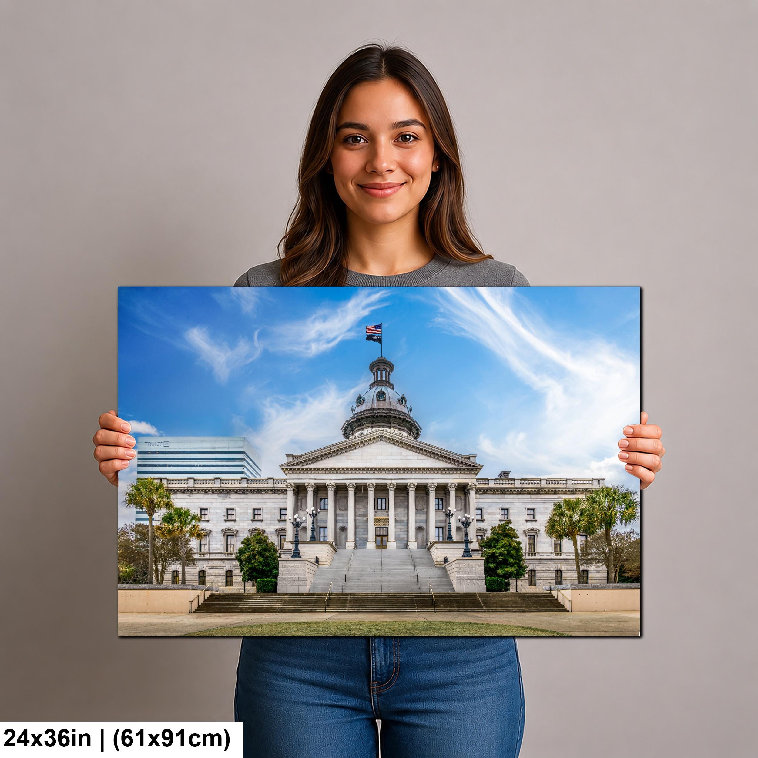 South Carolina State House Under Blue Sky, Columbia South Carolina Photography Print