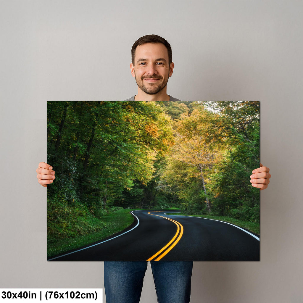 Winding Road Through Autumn Forest, Great Smoky Mountains National Park Tennessee Photography Print