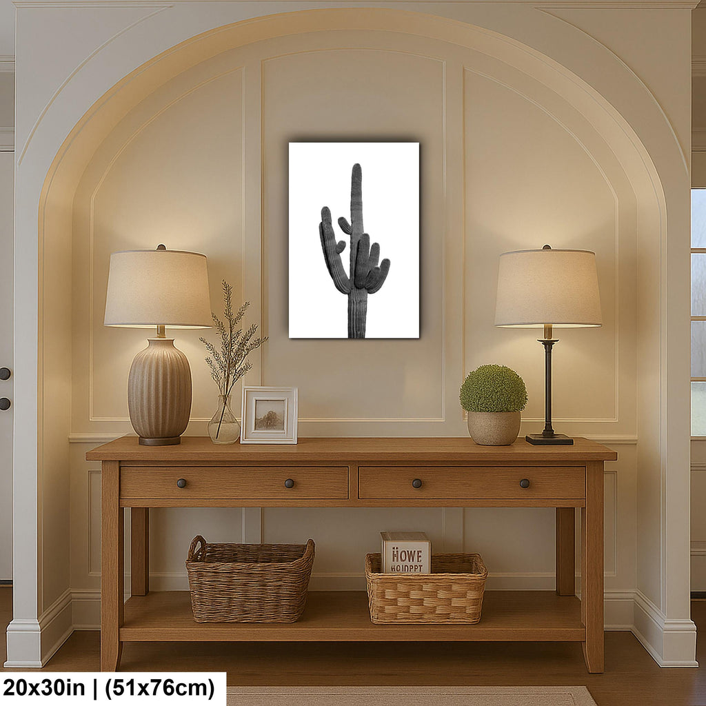 Black and White Saguaro Cactus Arizona Desert Photography Wall Art