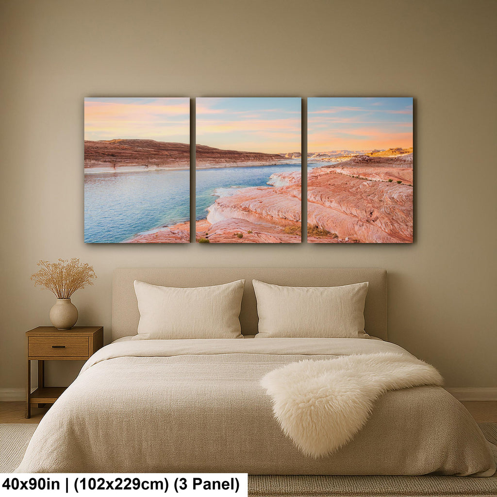 Lake Powell Sunset Landscape, Page Arizona Photography Print, Southwest Desert Wall Art, Pastel Sky Decor, Utah Home Decor