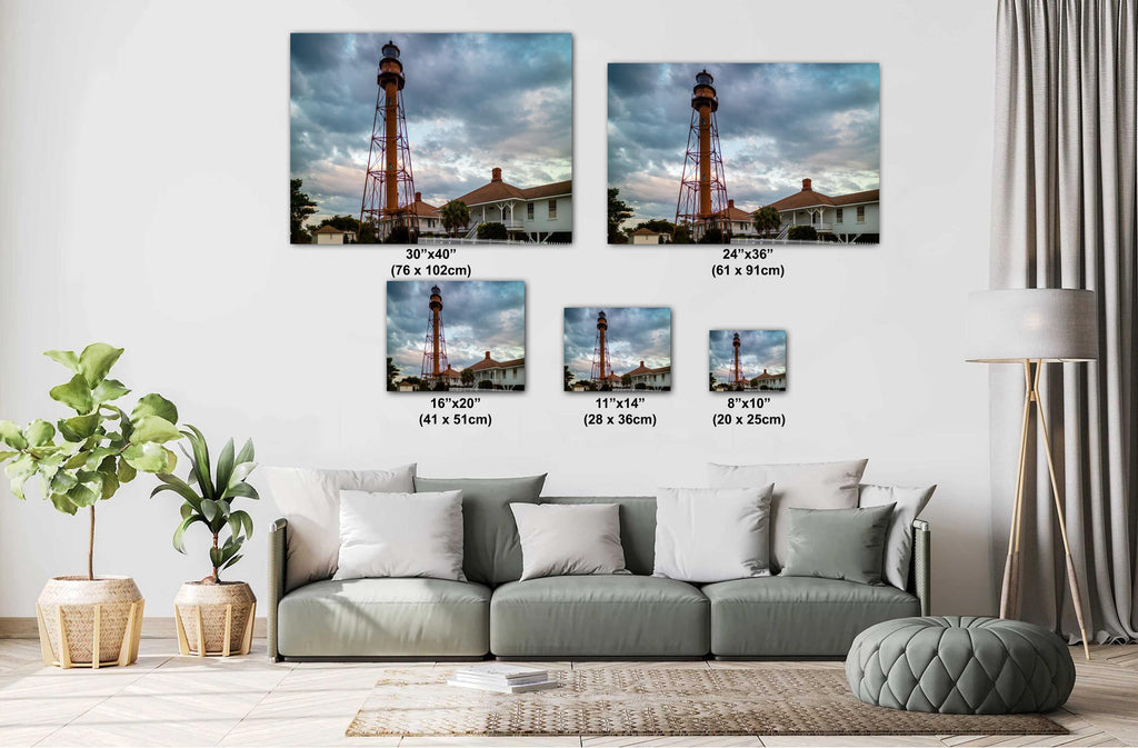Sanibel Lighthouse Print – Florida Lighthouse Art | Nautical Wall Decor Canvas
