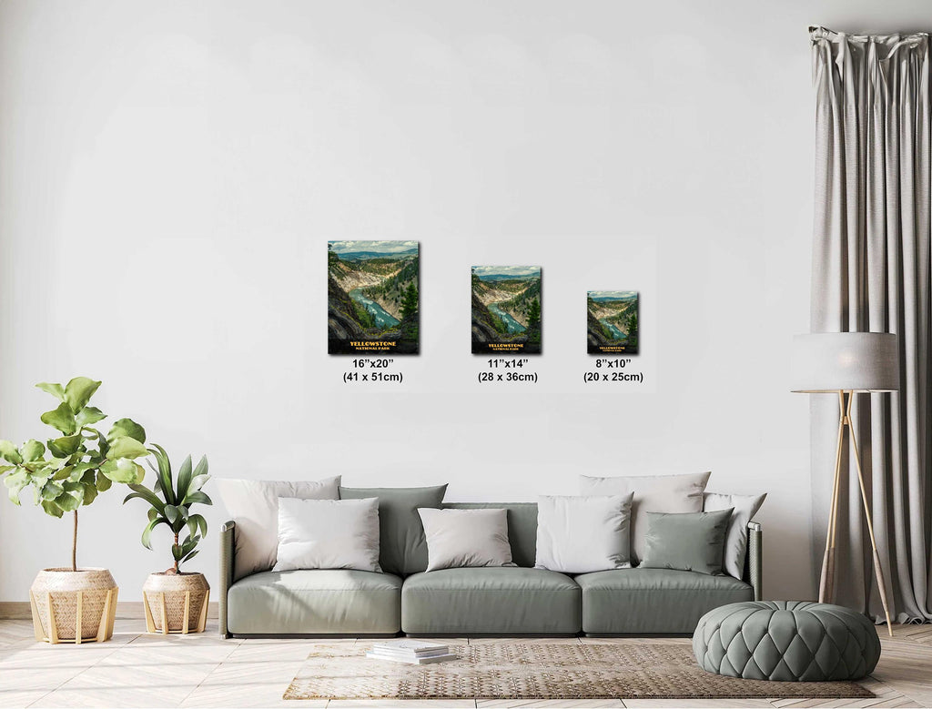 Yellowstone National Park Poster: Calcite Springs Watercolor-Style Photography Wall Art