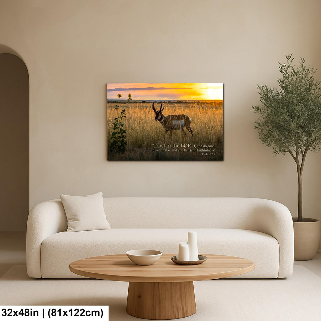 Christian Wall Art – Psalm 37:3 Inspirational Verse & Utah Sunset Landscape Print