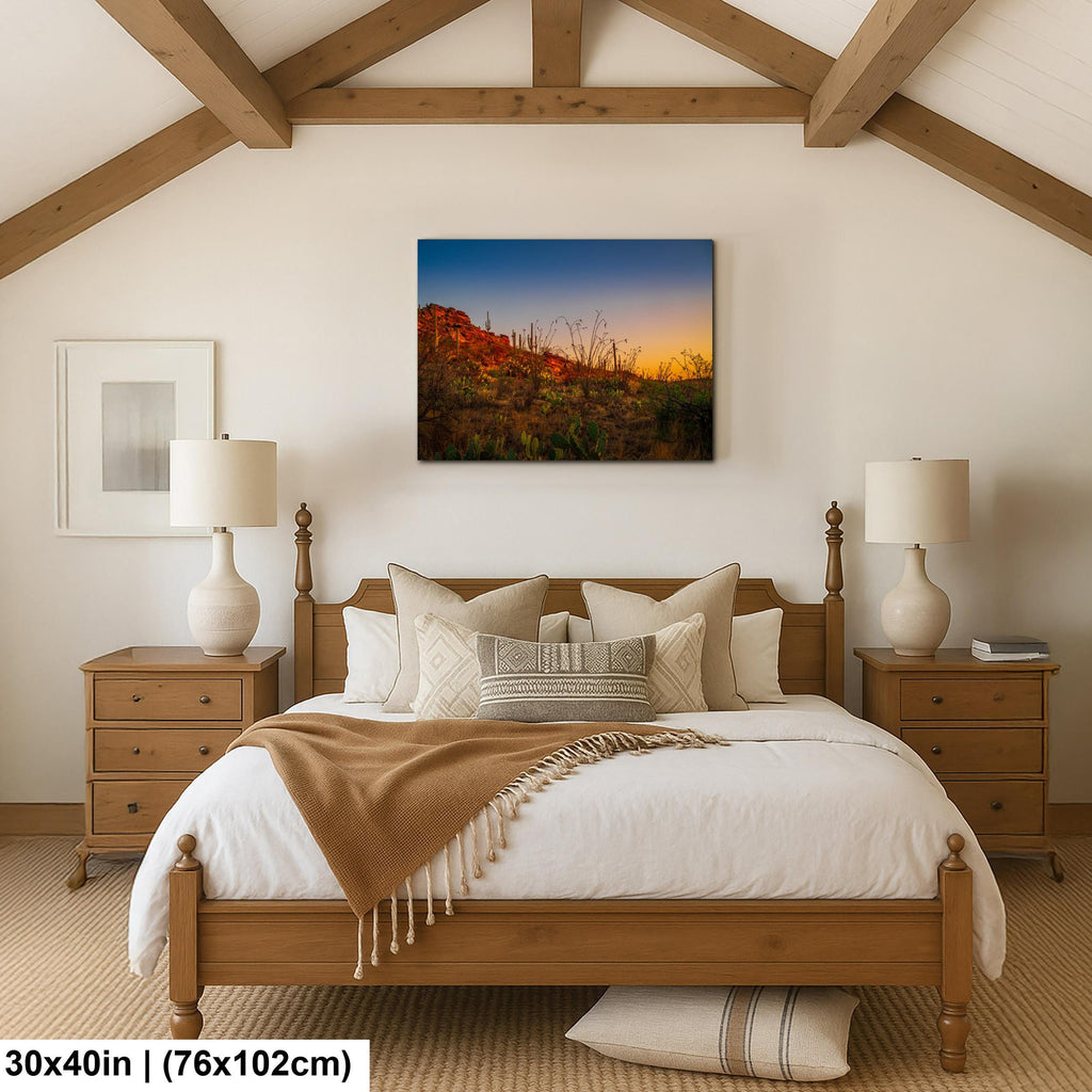 Sonoran Desert Sunset with Saguaros and Ocotillo - Saguaro National Park East Tucson Photography Print