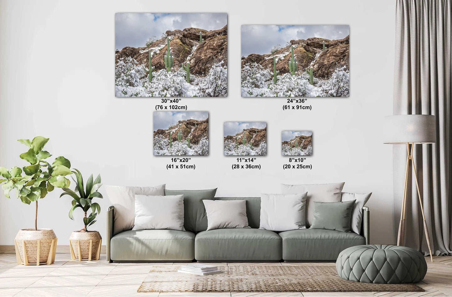 Saguaro Cactus Print – Winter Cactus Photo | Snow in Desert Wall Art Decor